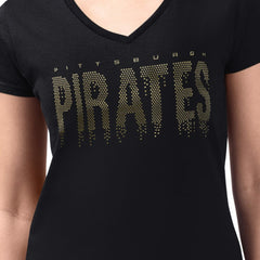 MLB Pittsburgh Pirates G-III 4Her by Carl Banks Women's Metallic Drop Lightweight V-Neck T-Shirt