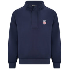 USMNT Levelwear Luxe Signature Stein Quarter-Zip Tri-Blend Sweatshirt with 3-D Patch - Navy