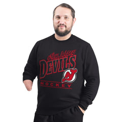 NHL Black New Jersey Devils G-III Sports by Carl Banks Adaptive Headliner Fleece Sweatshirt