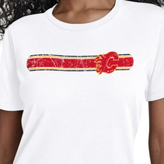 NHL White Calgary Flames Starter Women's Team Stripe T-Shirt