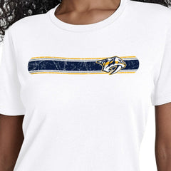 NHL White Nashville Predators Starter Women's Team Stripe T-Shirt