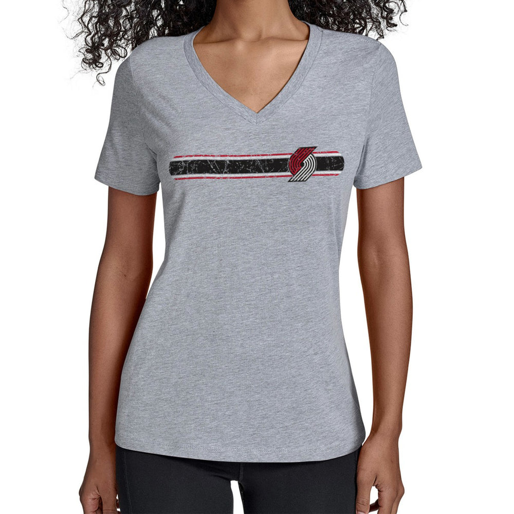 NBA Portland Trail Blazers Starter Women's Team Stripe V-Neck T-Shirt
