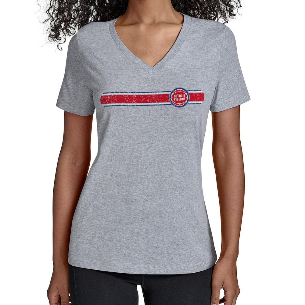 NBA Detroit Pistons Starter Women's Team Stripe V-Neck T-Shirt sale