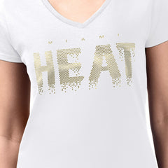 NBA Miami Heat G-III 4Her by Carl Banks Women's Super-Slim-Fit Metallic Drop Lightweight V-Neck T-Shirt