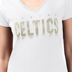 NBA Boston Celtics G-III 4Her by Carl Banks Women's Super-Slim-Fit Metallic Drop Lightweight V-Neck T-Shirt