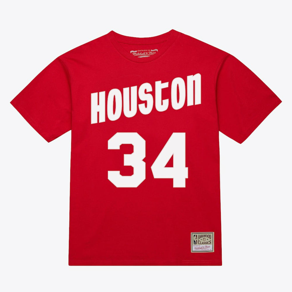 NBA Hakeem Olajuwon Houston Rockets Unisex Hardwood Classics Name & Number T-Shirt sale