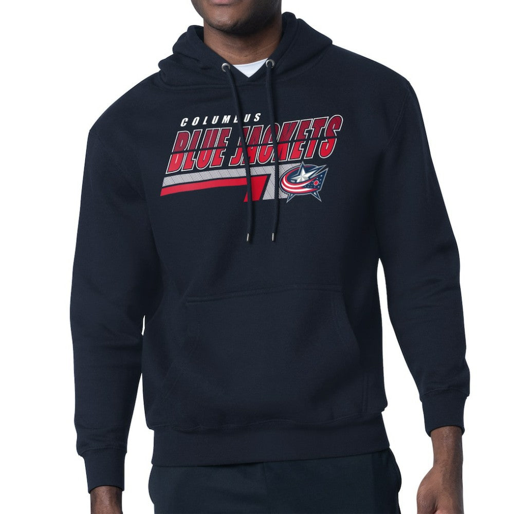 NHL Navy Columbus Blue Jackets Starter Logo Push Fleece Hoodie