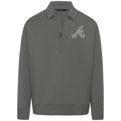 MLB Atlanta Braves Levelwear Luxe Signature Quarter-Zip Chenille Logo Tri-Blend Sweatshirt