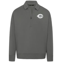 MLB Cincinnati Reds Levelwear Luxe Signature Quarter-Zip Chenille Logo Tri-Blend Sweatshirt