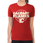 NHL Red Calgary Flames G-III 4Her by Carl Banks Women's Super-Slim Lightweight Pinstripe Circle Graphic T-Shirt