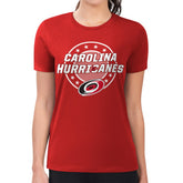 NHL Red Carolina Hurricanes G-III 4Her by Carl Banks Women's Super-Slim Lightweight Pinstripe Circle Graphic T-Shirt