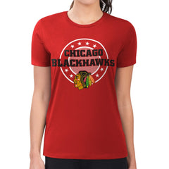 NHL Red Chicago Blackhawks G-III 4Her by Carl Banks Women's Super-Slim Lightweight Pinstripe Circle Graphic T-Shirt