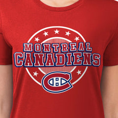 NHL Red Montreal Canadiens G-III 4Her by Carl Banks Women's Super-Slim Lightweight Pinstripe Circle Graphic T-Shirt