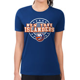 NHL Royal New York Islanders G-III 4Her by Carl Banks Women's Super-Slim Lightweight Pinstripe Circle Graphic T-Shirt