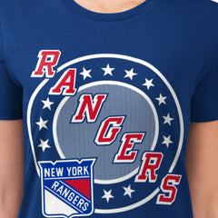 NHL Royal New York Rangers G-III 4Her by Carl Banks Women's Super-Slim Lightweight Pinstripe Circle Graphic T-Shirt