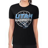 NHL Black Utah Mammoth G-III 4Her by Carl Banks Women's Super-Slim Lightweight Pinstripe Circle Graphic T-Shirt