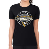 NHL Black Pittsburgh Penguins G-III 4Her by Carl Banks Women's Super-Slim Lightweight Pinstripe Circle Graphic T-Shirt