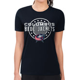 NHL Navy Columbus Blue Jackets G-III 4Her by Carl Banks Women's Super-Slim Lightweight Pinstripe Circle Graphic T-Shirt