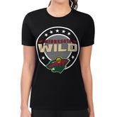NHL Black Minnesota Wild G-III 4Her by Carl Banks Women's Super-Slim Lightweight Pinstripe Circle Graphic T-Shirt