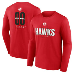 NBA Atlanta Hawks Center Court Name & Number Custom Long Sleeve T-Shirt