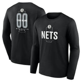 NBA Brooklyn Nets Center Court Name & Number Custom Long Sleeve T-Shirt