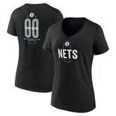 NBA Brooklyn Nets Women's Center Court Name & Number Custom V-Neck T-Shirt