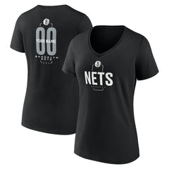 NBA Brooklyn Nets Women's Center Court Name & Number Custom V-Neck T-Shirt