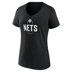 NBA Brooklyn Nets Women's Center Court Name & Number Custom V-Neck T-Shirt