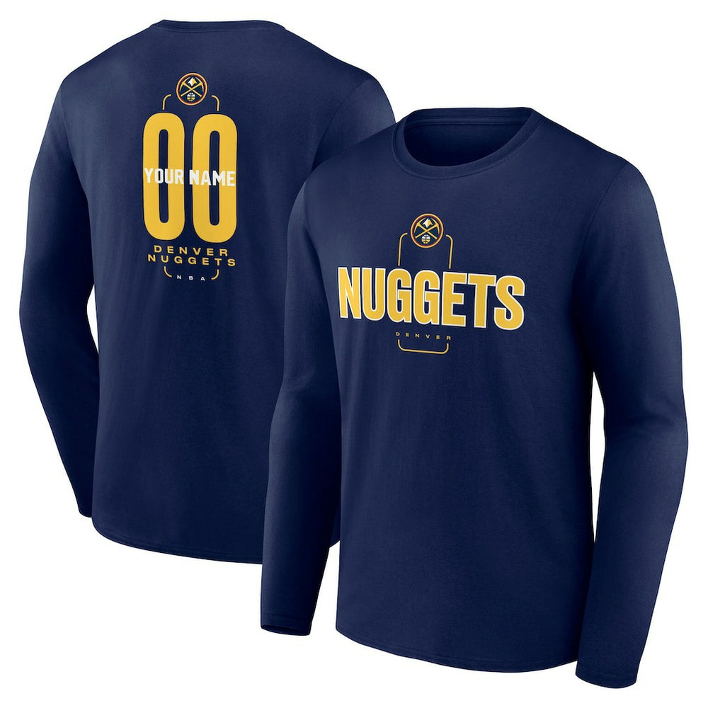 NBA Denver Nuggets Center Court Name & Number Custom Long Sleeve T-Shirt sale