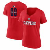 NBA LA Clippers Women's Center Court Name & Number Custom V-Neck T-Shirt