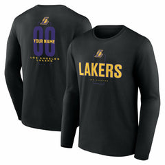 NBA Los Angeles Lakers Center Court Name & Number Custom Long Sleeve T-Shirt