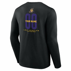 NBA Los Angeles Lakers Center Court Name & Number Custom Long Sleeve T-Shirt