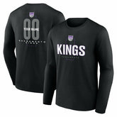 NBA Sacramento Kings Center Court Name & Number Custom Long Sleeve T-Shirt