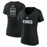 NBA Sacramento Kings Women's Center Court Name & Number Custom V-Neck T-Shirt