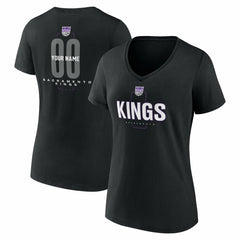 NBA Sacramento Kings Women's Center Court Name & Number Custom V-Neck T-Shirt