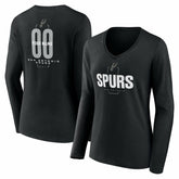 NBA San Antonio Spurs Women's Center Court Name & Number Custom Long Sleeve V-Neck T-Shirt
