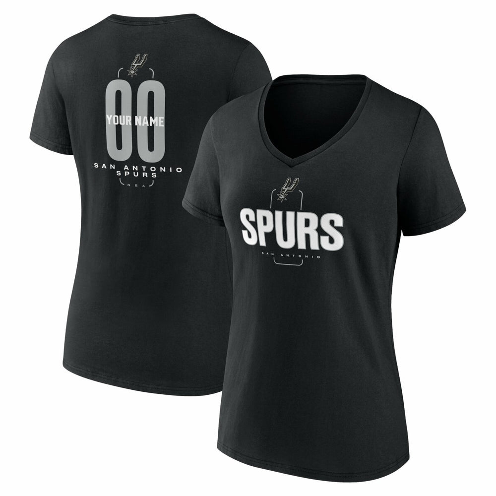 NBA San Antonio Spurs Women's Center Court Name & Number Custom V-Neck T-Shirt