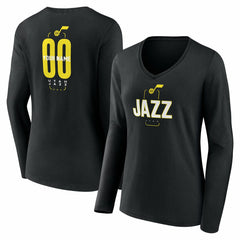 NBA Utah Jazz Women's Center Court Name & Number Custom Long Sleeve V-Neck T-Shirt