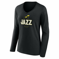 NBA Utah Jazz Women's Center Court Name & Number Custom Long Sleeve V-Neck T-Shirt