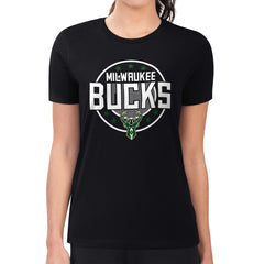 NBA Milwaukee Bucks G-III 4Her by Carl Banks Women's Super-Slim Lightweight Pinstripe Circle Graphic T-Shirt