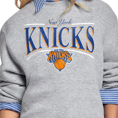 NBA New York Knicks Starter Women's Arch Stripe Fleece Crewneck Sweatshirt