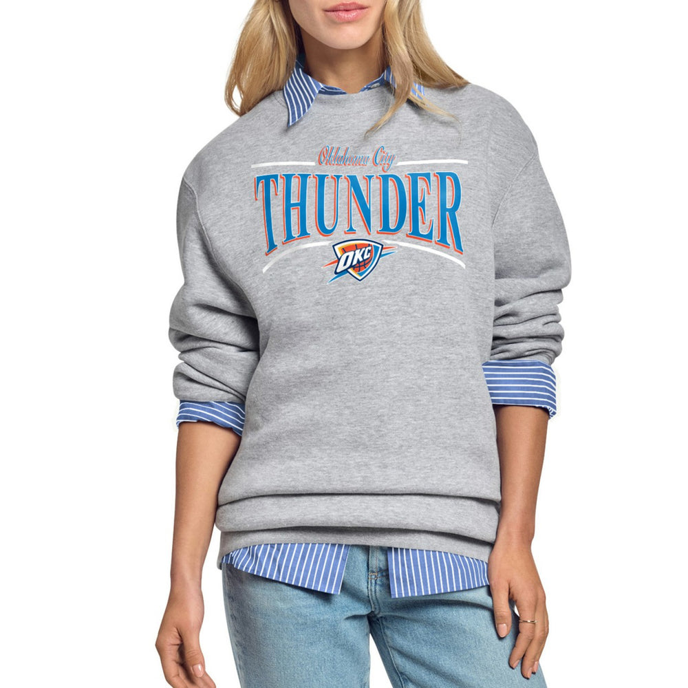 NBA Oklahoma City Thunder Starter Women's Arch Stripe Fleece Crewneck Sweatshirt
