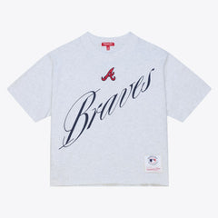 MLB Atlanta Braves Mitchell & Ness Women's Script Cropped Boxy T-Shirt