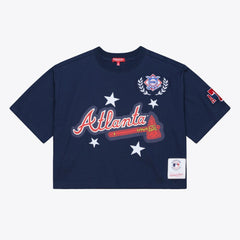 MLB Atlanta Braves Mitchell & Ness Women's Pep Rally Cropped Boxy T-Shirt