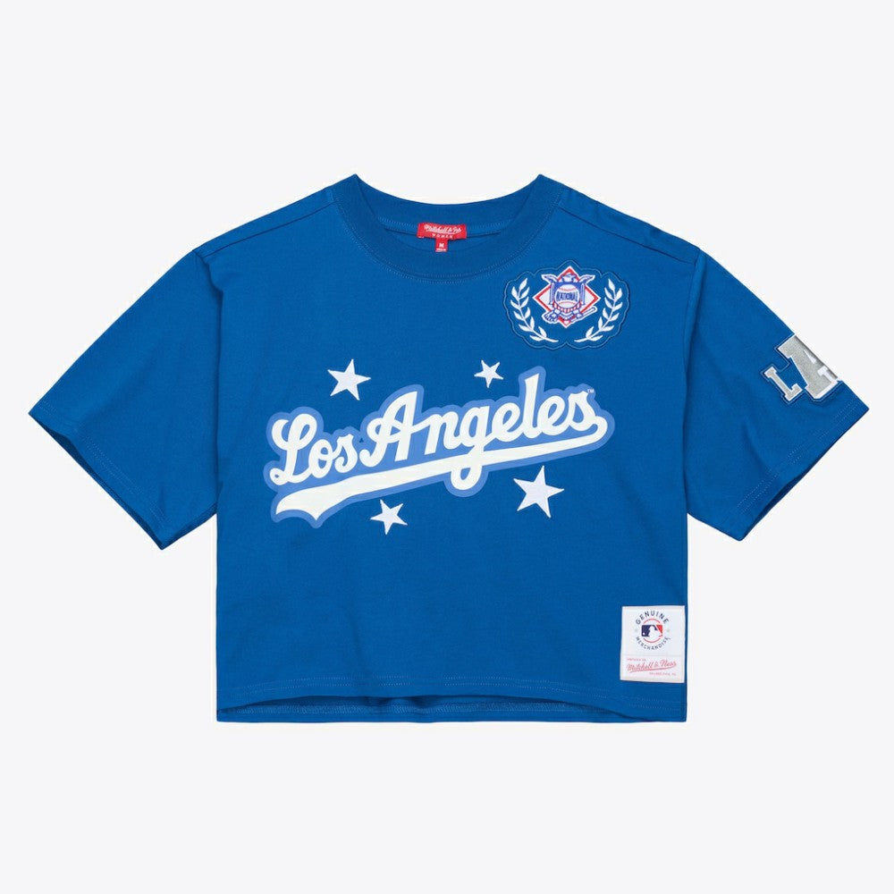 MLB Los Angeles Dodgers Mitchell & Ness Women's Pep Rally Cropped Boxy T-Shirt