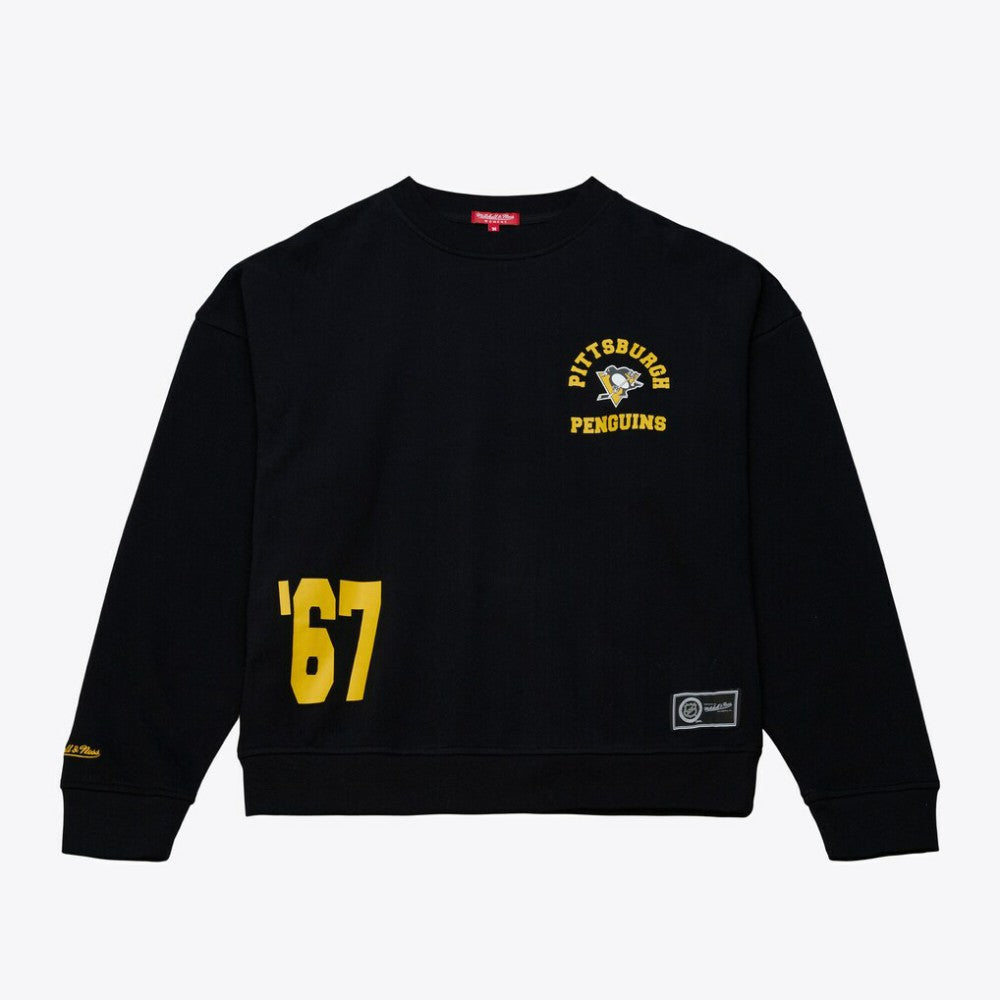 NHL Black Pittsburgh Penguins Mitchell & Ness Women's Crewneck Sweatshirt