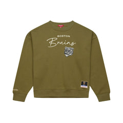 NHL Hunter Green Boston Bruins Mitchell & Ness Women's Fleece Sweatshirt