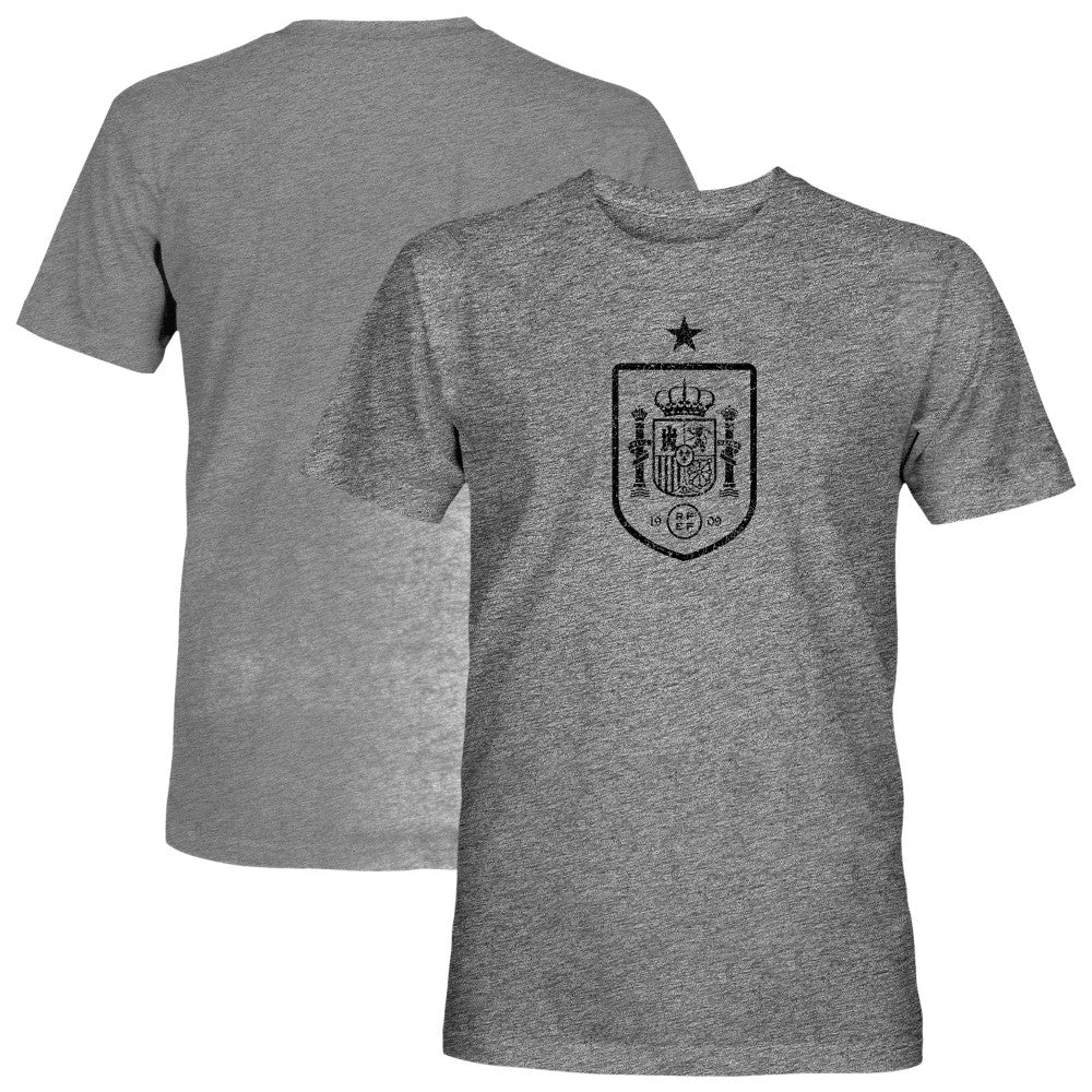 Spain National Team 1863FC Mono Badge Vintage Tri-Blend T-Shirt - Gray