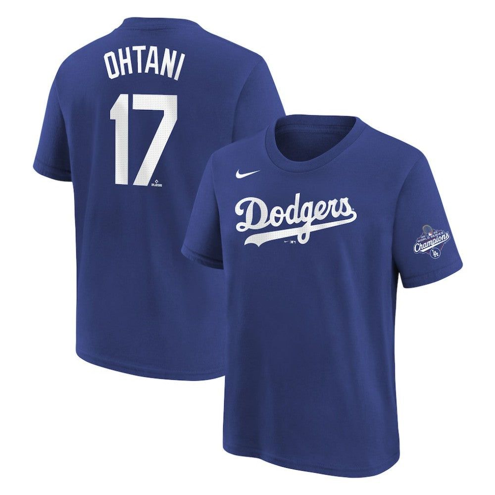 MLB Shohei Ohtani Los Angeles Dodgers Nike Youth 2025 World Series Champions Name & Number T-Shirt