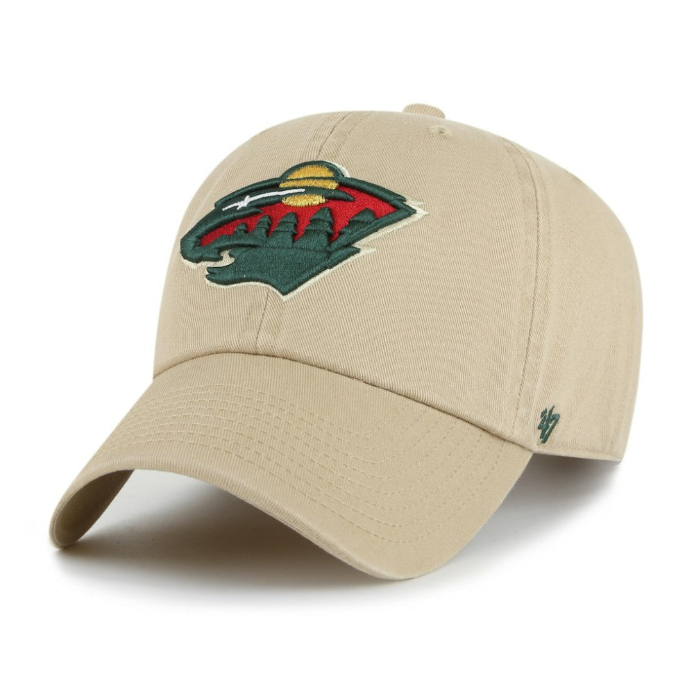 NHL Khaki Minnesota Wild '47 Logo Clean Up Adjustable Hat